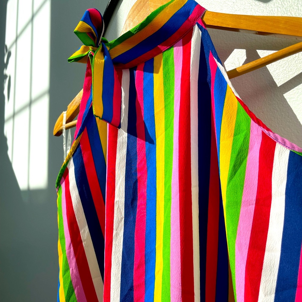 Multicolored TieNeck Sleeveless shirt
